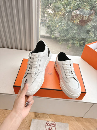 Hermes Women White Leather Sneakers