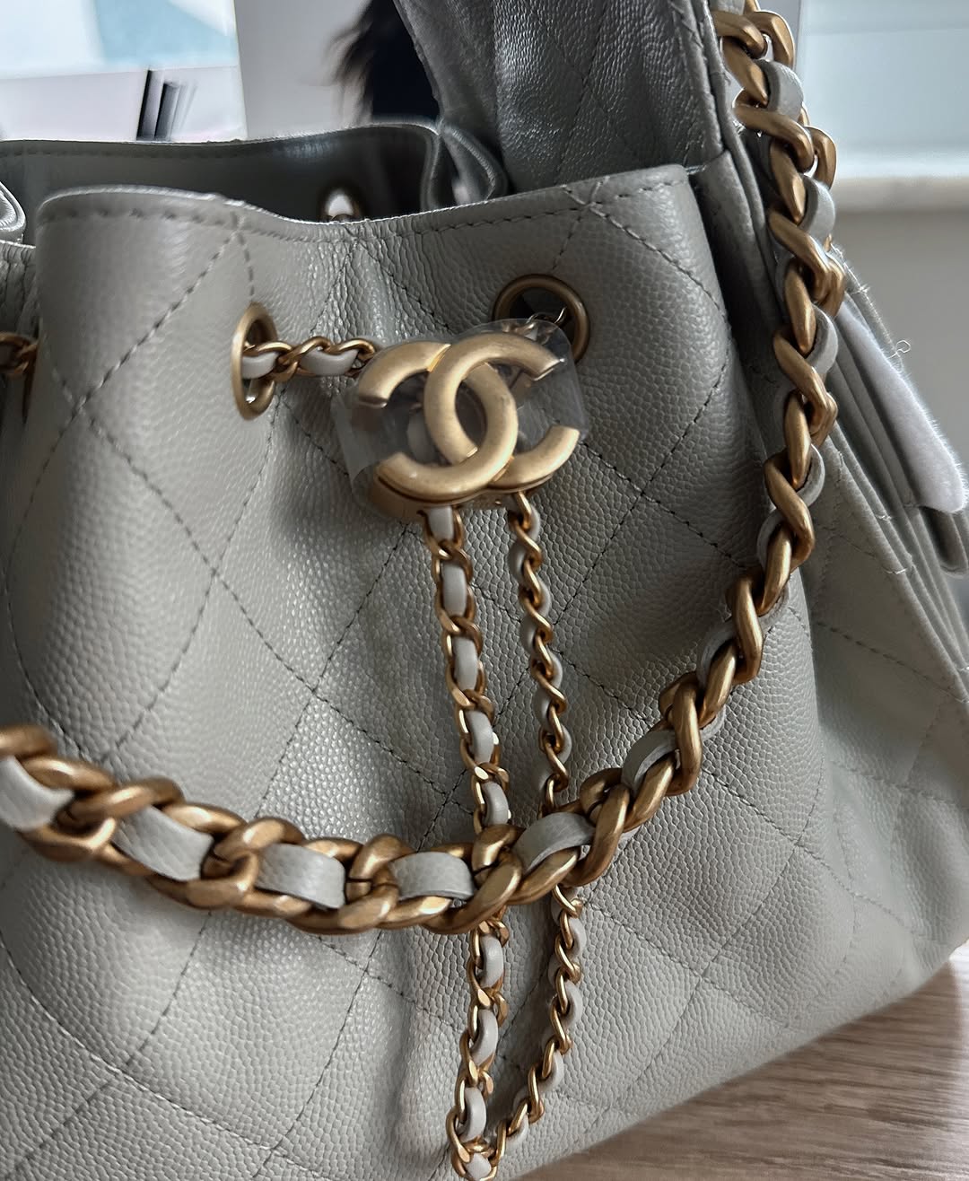 Chanel Small 25 Grey with Gold Hardware