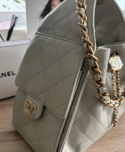 Chanel Small 25 Grey with Gold Hardware