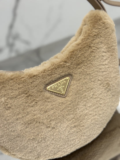 Prada Leather And Shearling Arquã¨ Handbag