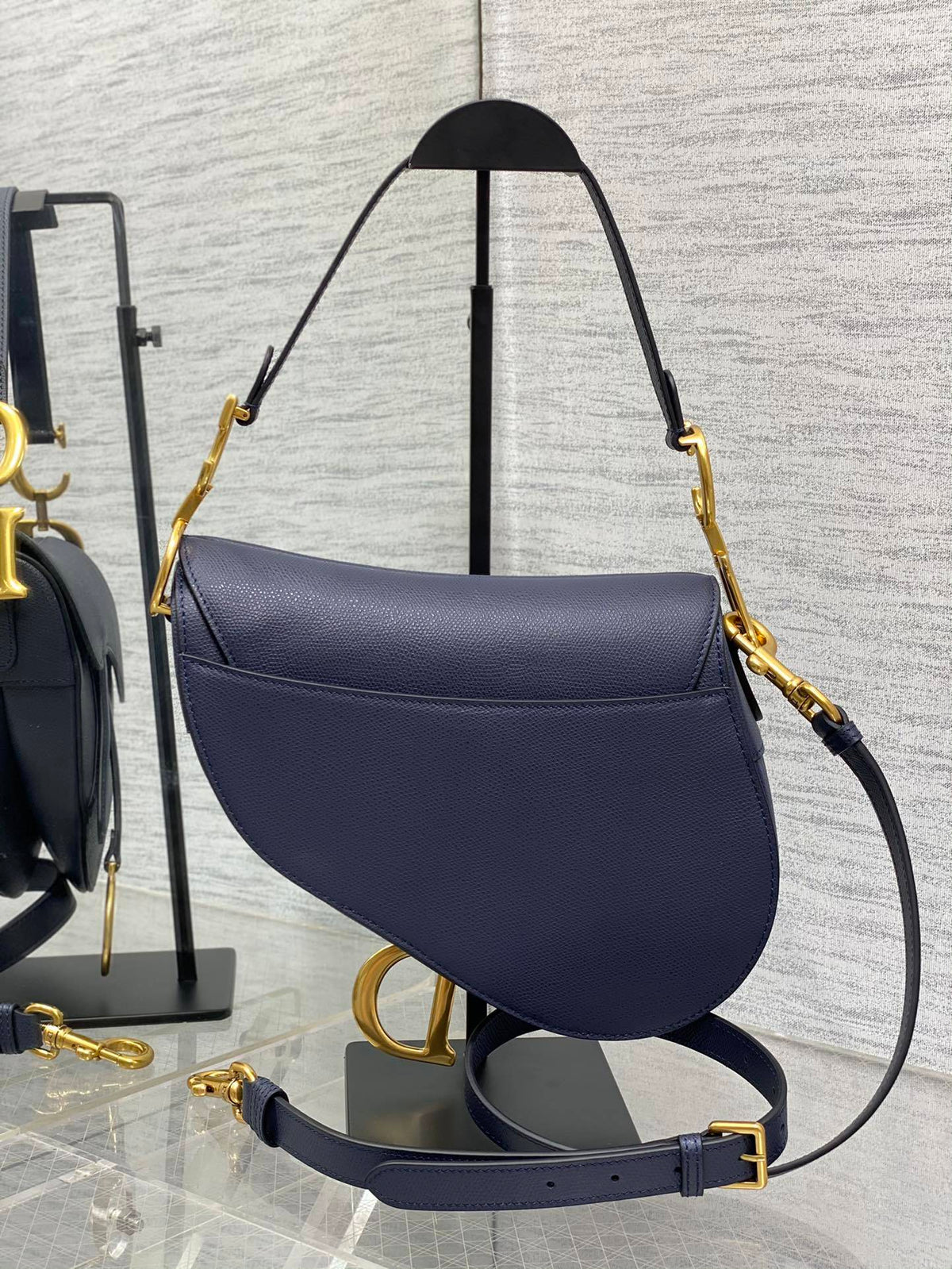 Dior Saddle Bag in Deep Ocean Blue Gold Hardware
