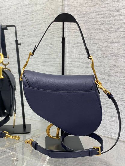 Dior Saddle Bag in Deep Ocean Blue Gold Hardware