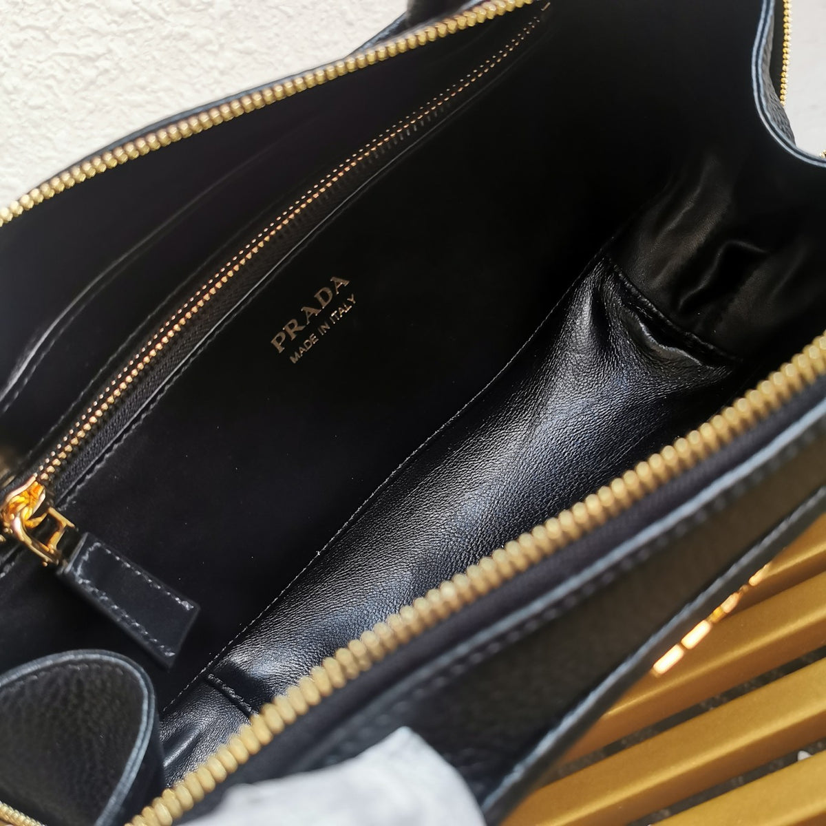 Prada Medium Leather Top-Handle Bag in Black