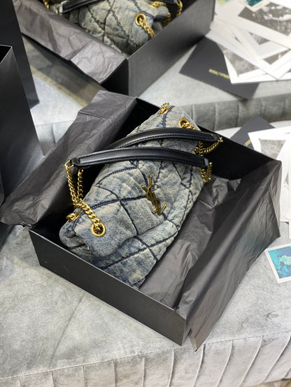 SAINT LAURENT Solferino Medium Cotton And Leather Shoulder Bag