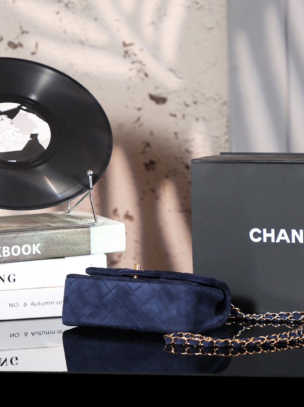 CHANEL Vintage Double Flap Bag Suede