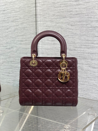 Christian Dior Small Lady Dior bag in Burgundy