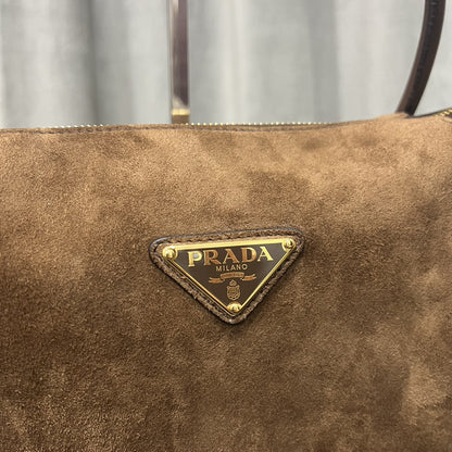 Prada Brown Medium Suede Shoulder Bag