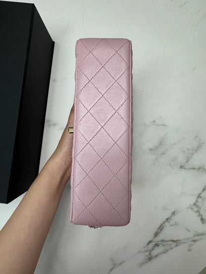 Chanel Classic Double Flap 25 Shoulder Bag Iridescent Pink