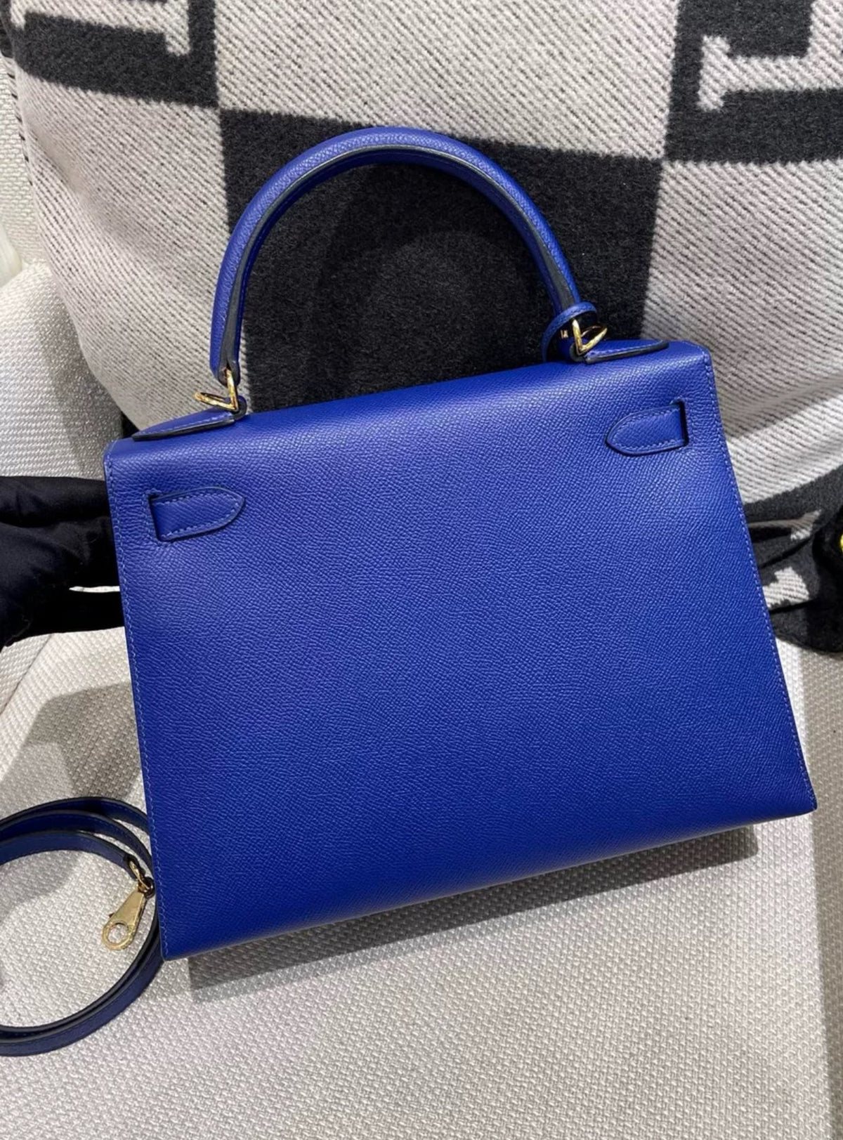 HN 28 Electric Blue Epsom Leather Gold Hardware