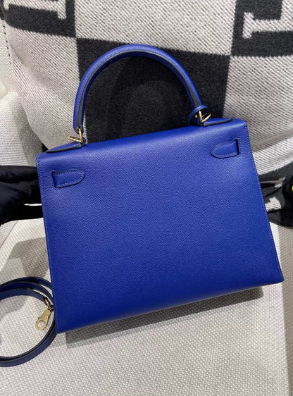HN 28 Electric Blue Epsom Leather Gold Hardware