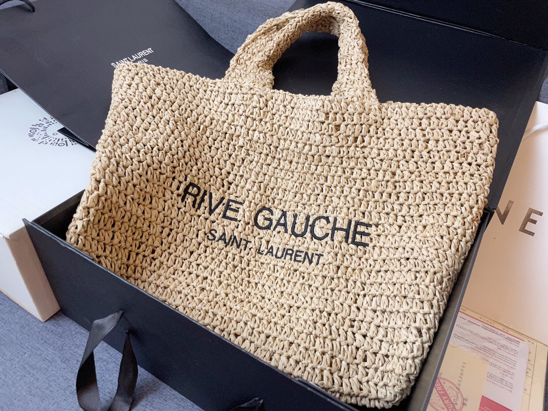 Saint Laurent Rive Gauche Linen Tote Bag