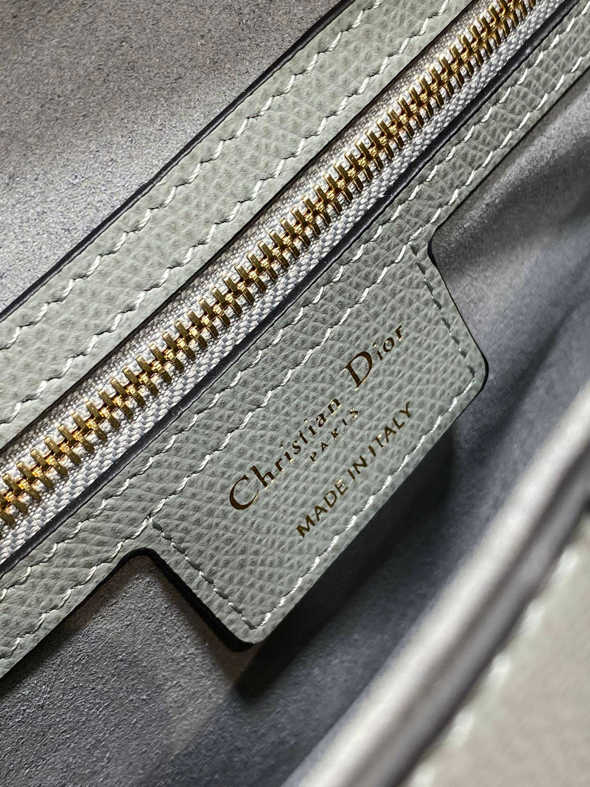Dior Saddle Bag in Stone Gray Gold Hardware