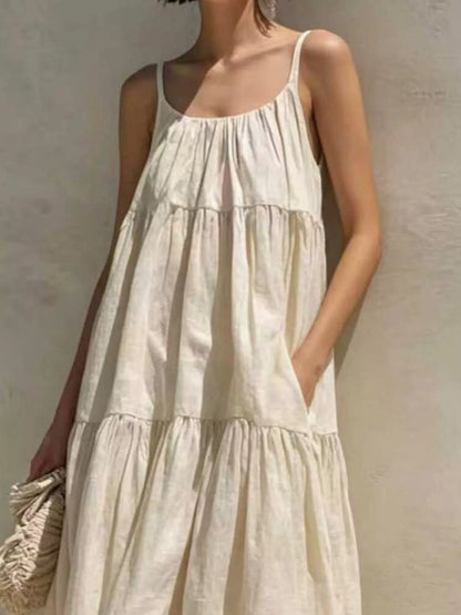 Tiered Scoop Neck Maxi Dress