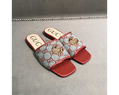 Gucci GG Matelassé canvas flat sandals