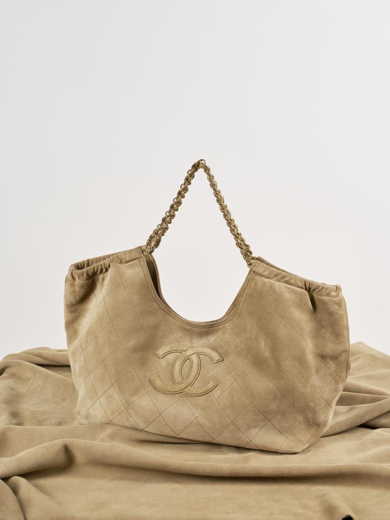 Chanel Suede Quilted Neo Cabas  Shopping Tote
