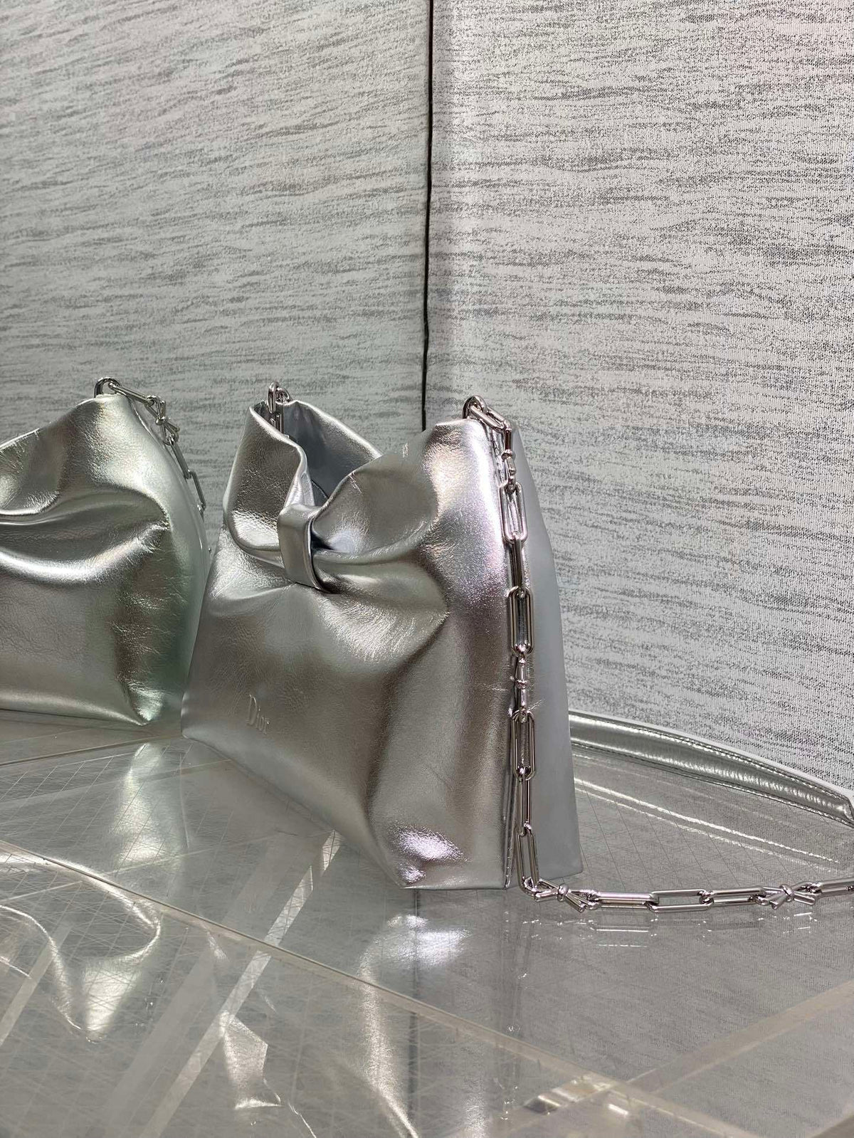 Dior Bow Bag Sliver Lambskin
