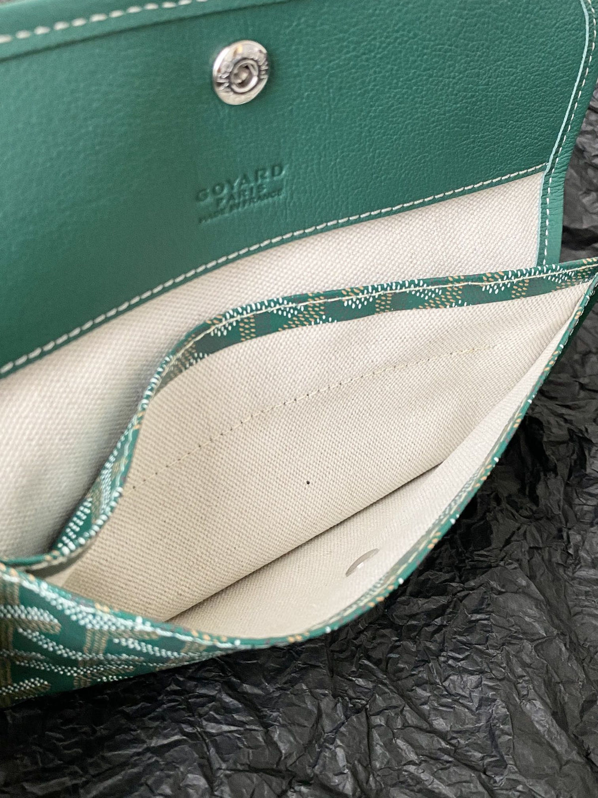 Goyard Green Goyardine Canvas & Chevroches Calfskin Saint Louis PM Tote