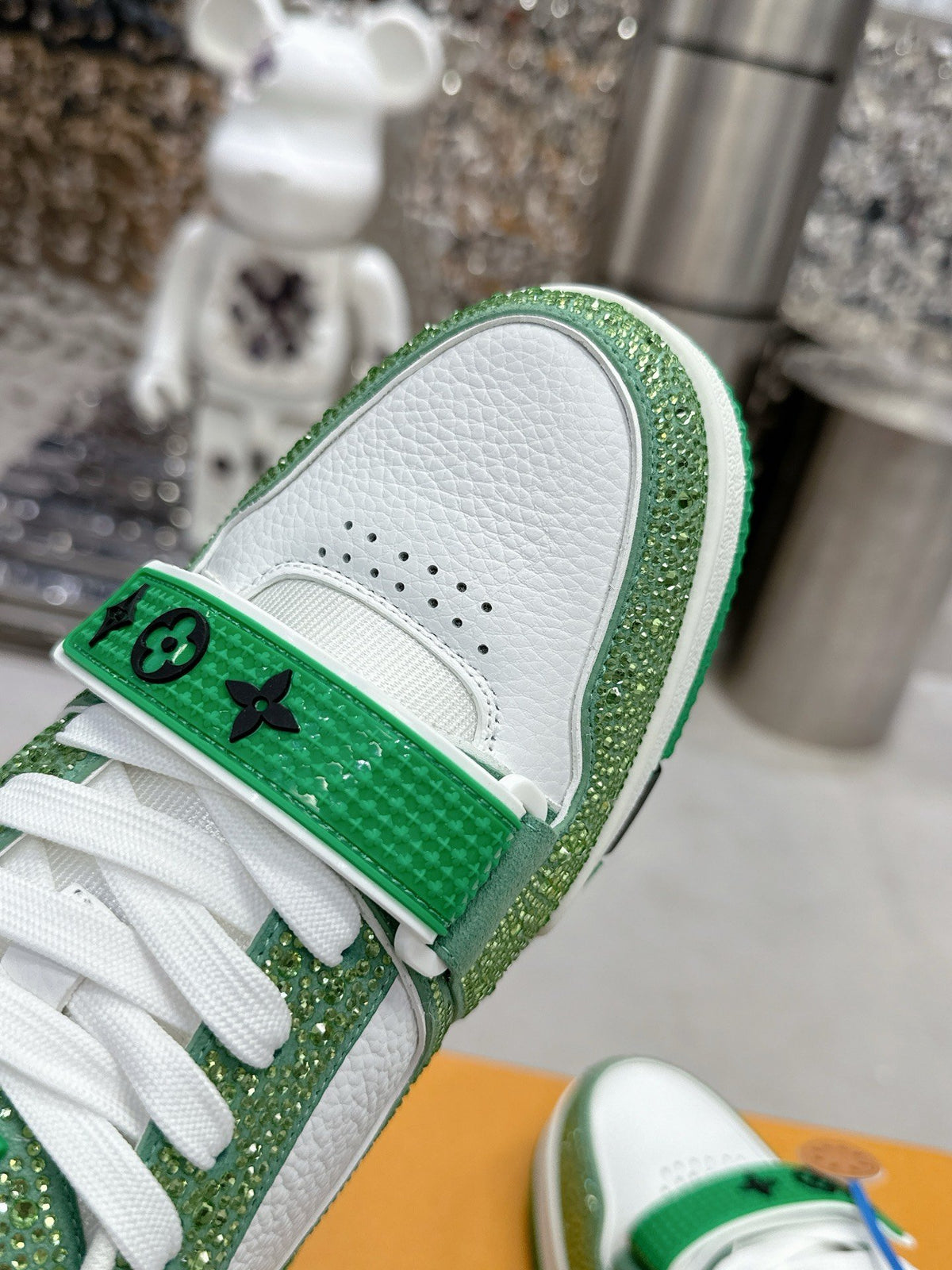 LV Women Green White Leather Sneakers
