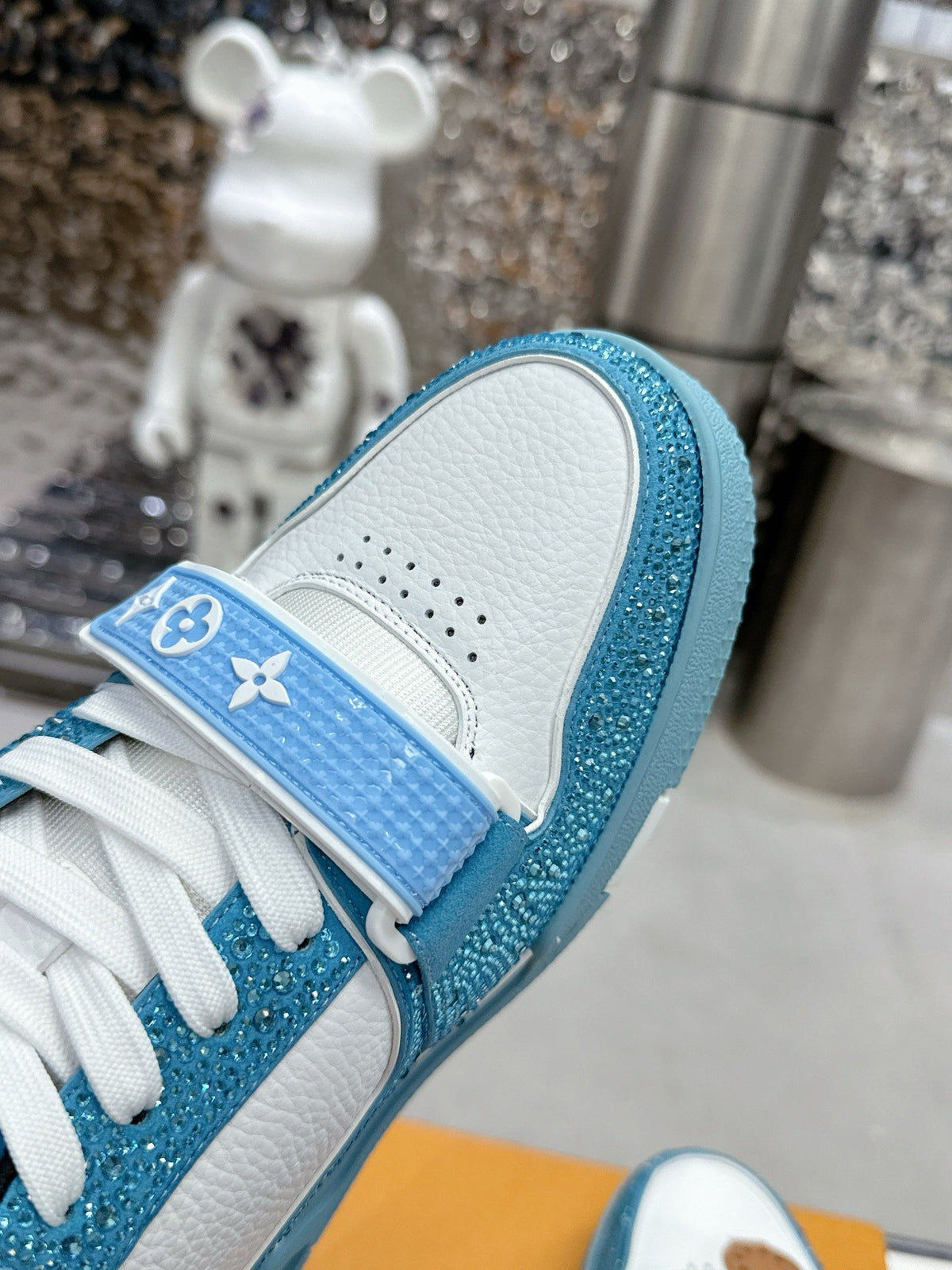 LV Women Blue White Leather Sneakers