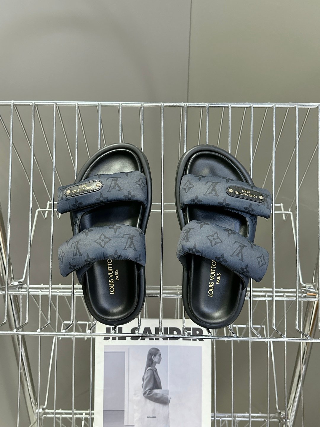 LV Women Blue Fabric Leather Sandals