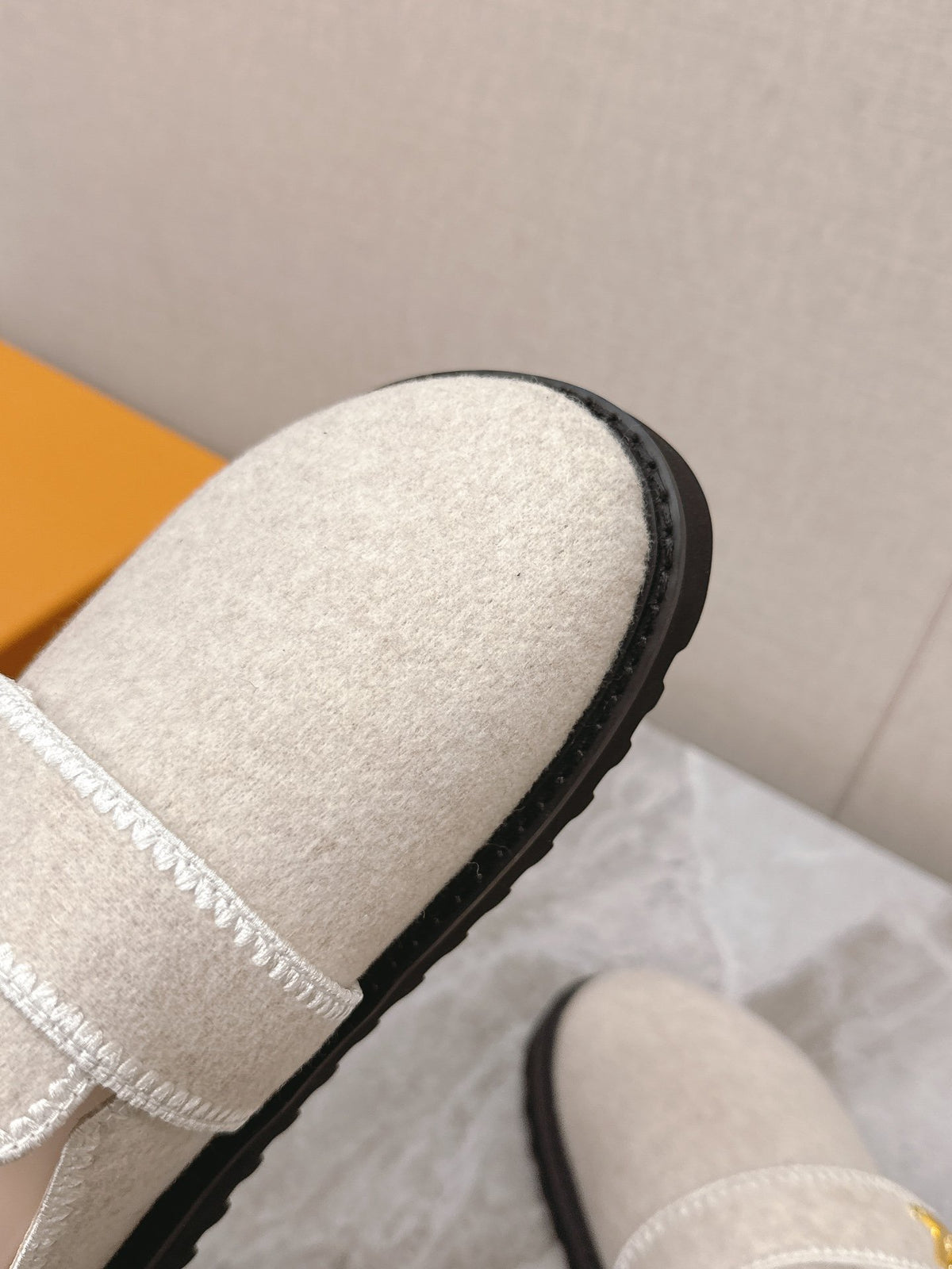 LV Women Beige Wool Mules