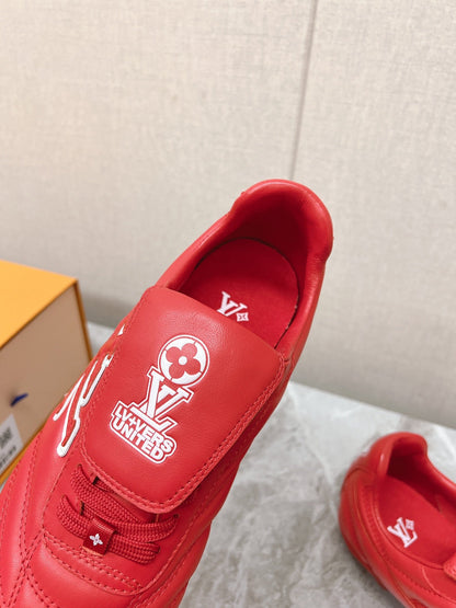 LV Women Red Leather Sneakers