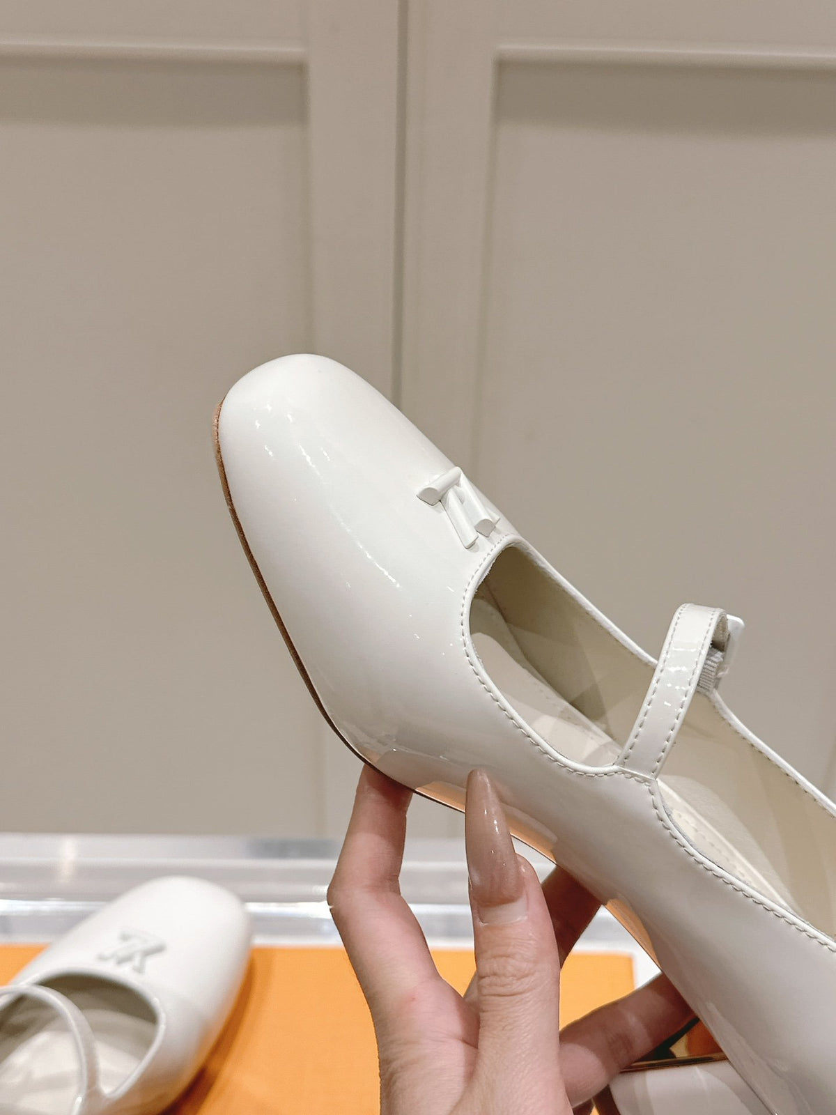 LV Women White Patent Leather Heels