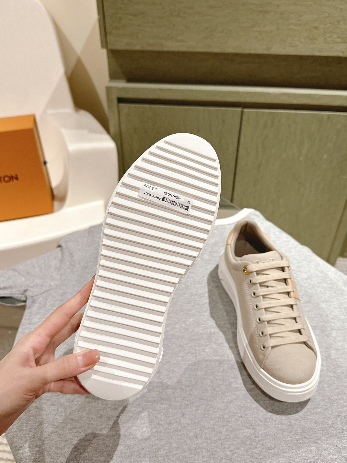 LV Women Beige Canvas Sneakers