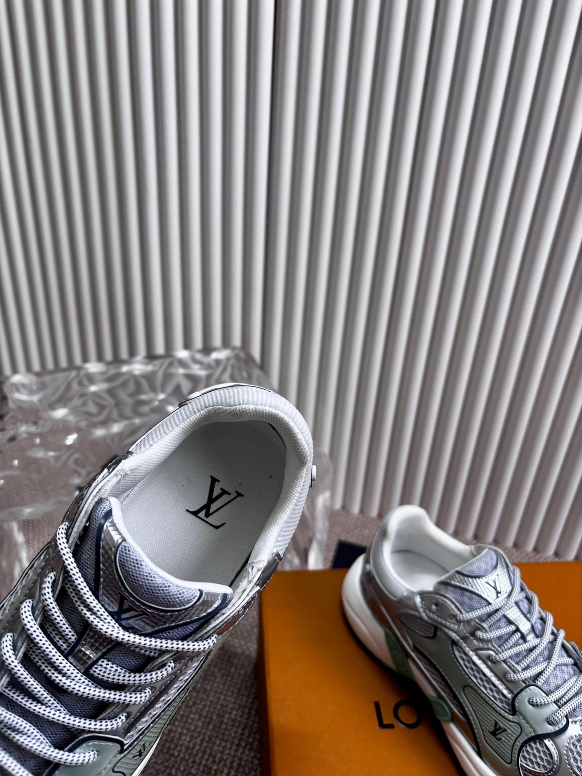 LV Women Silver Mesh Metallic Sneakers