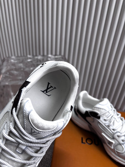 LV Women White Mesh Leather Sneakers