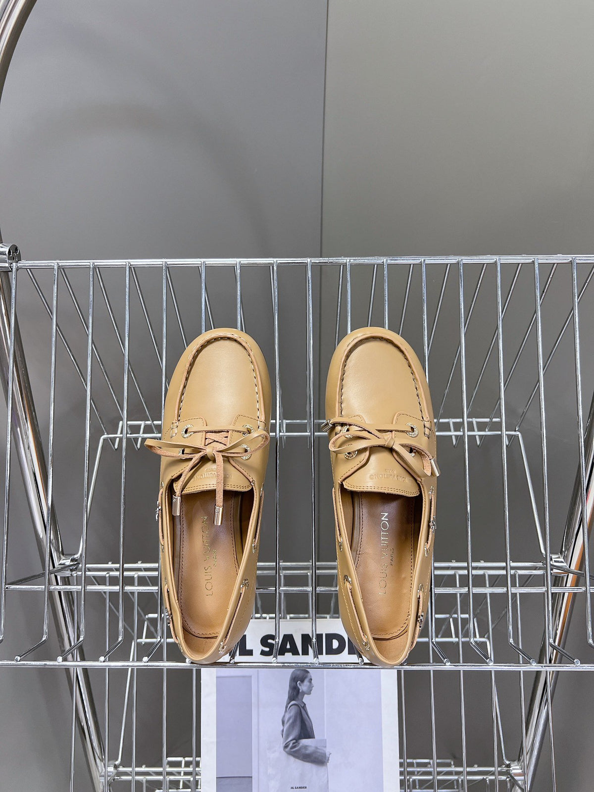 LV Women Beige Leather Loafers