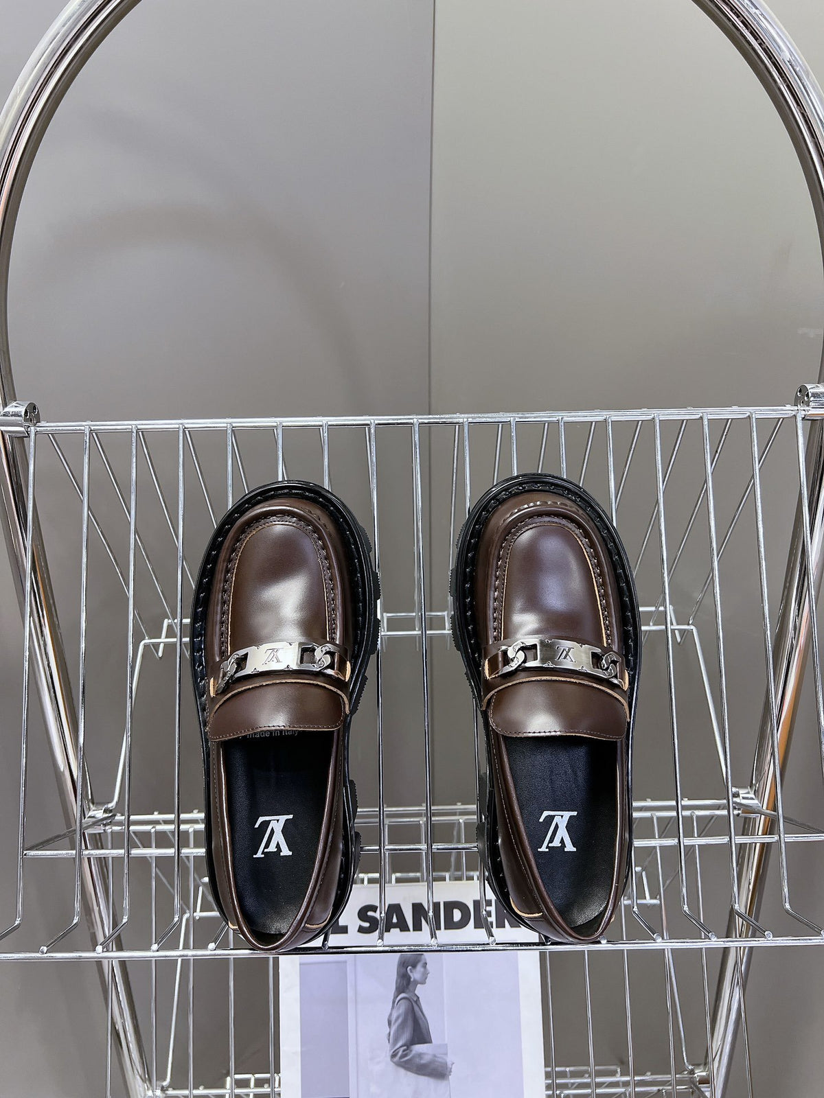LV Women Brown Leather Chunky Loafers