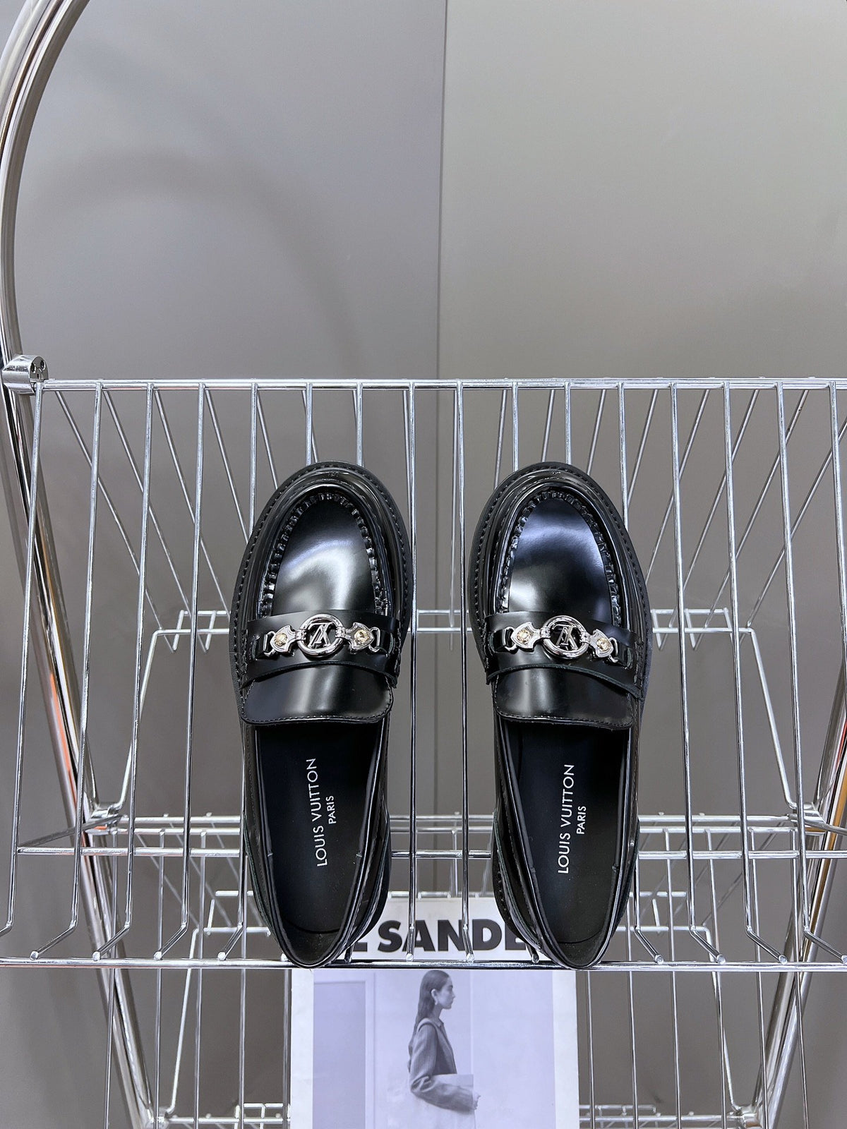 LV Women Black Leather Loafers