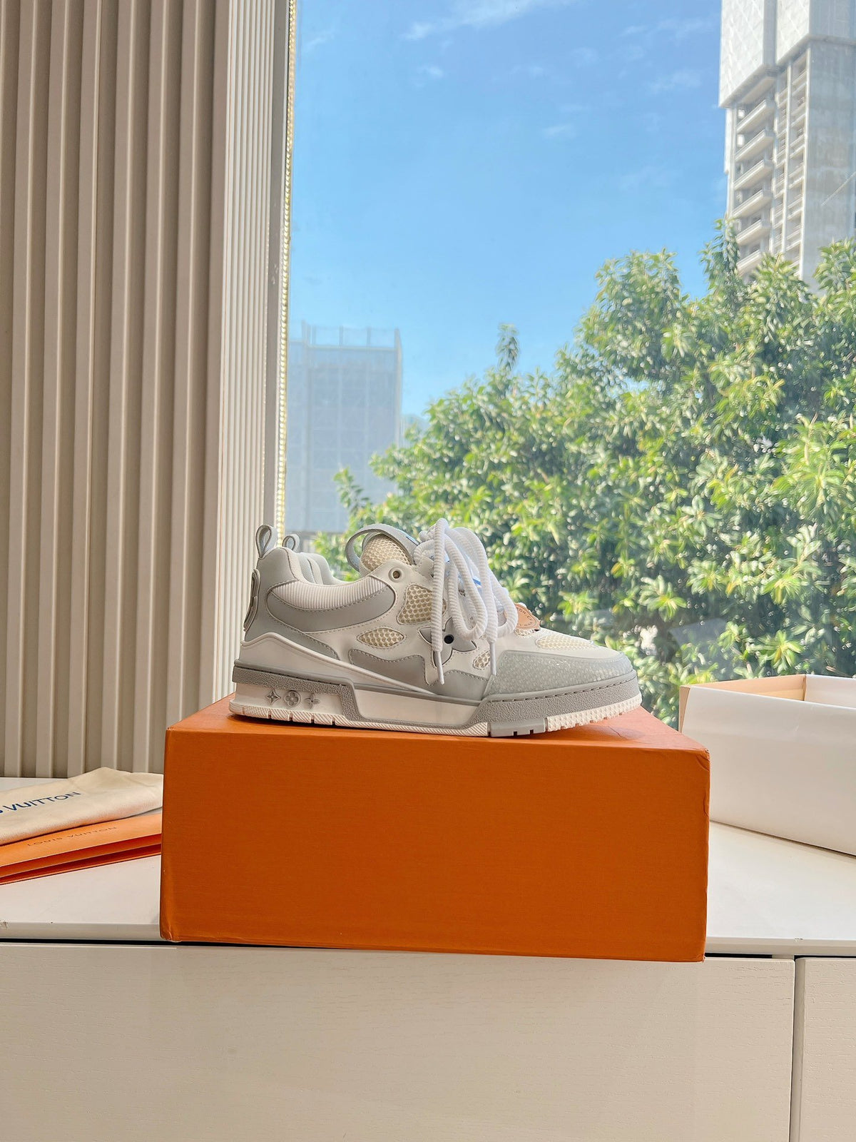 LV Women White Mesh And Leather Sneakers