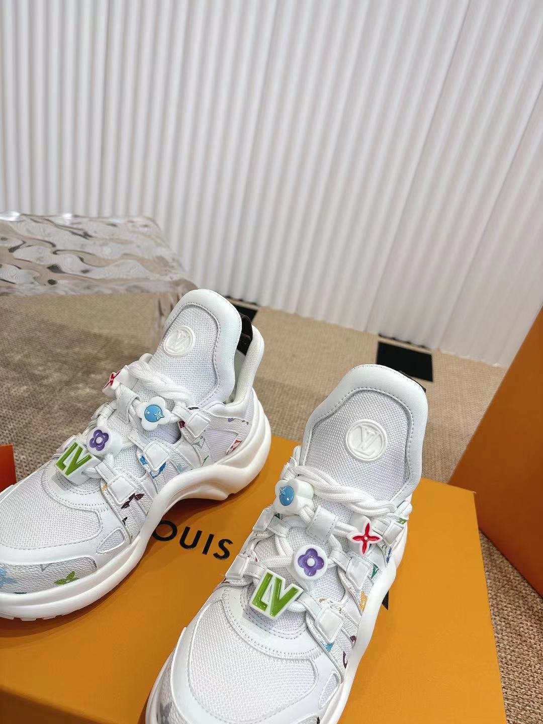 LV Women White Mesh Embellished Sneakers