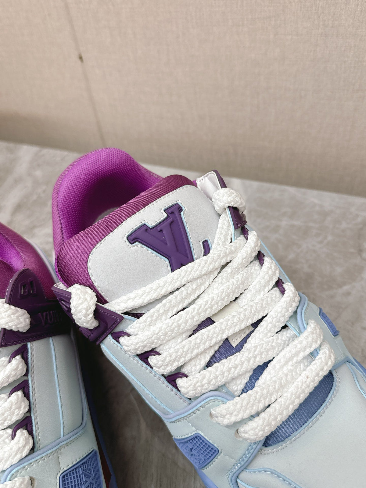LV Women Blue White Leather Sneakers