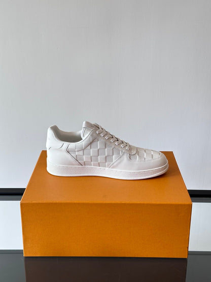 LV Men White Leather Sneakers