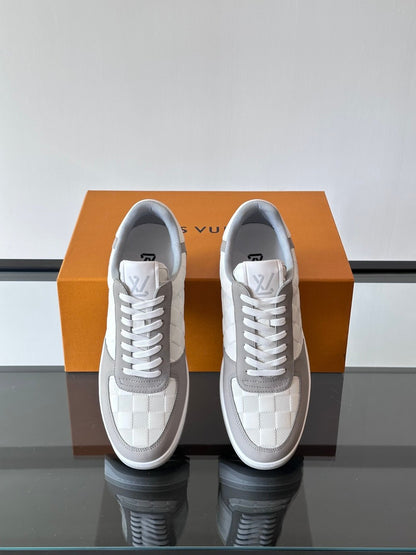 LV Men White And Gray Leather Sneakers