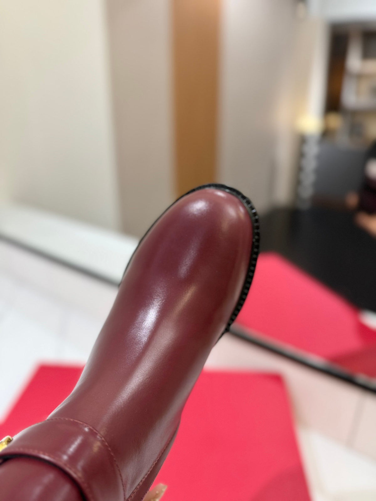 Valentino Women Burgundy Leather Knee High Boots
