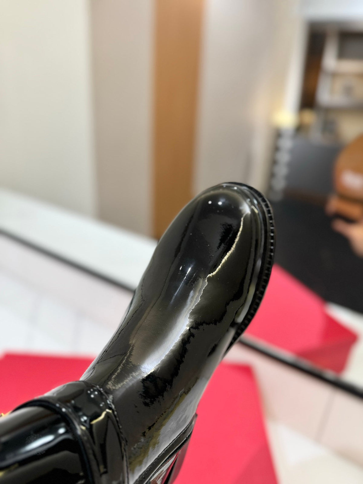 Valentino Women Black Patent Leather Tall Boots