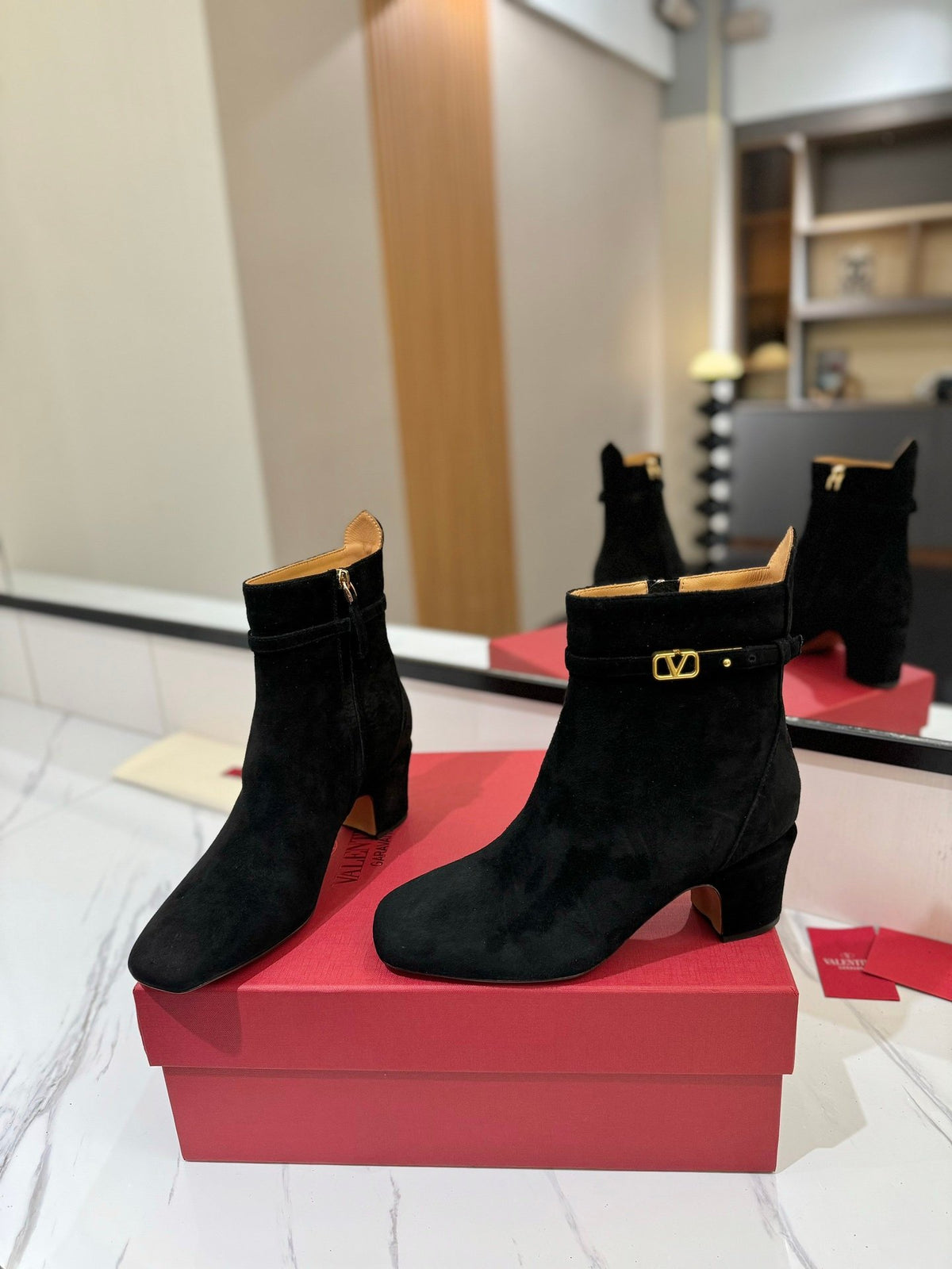 Valentino Women Black Suede Ankle Boots