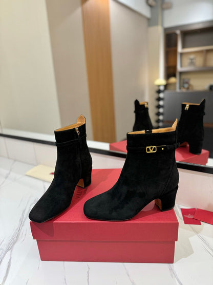 Valentino Women Black Suede Ankle Boots