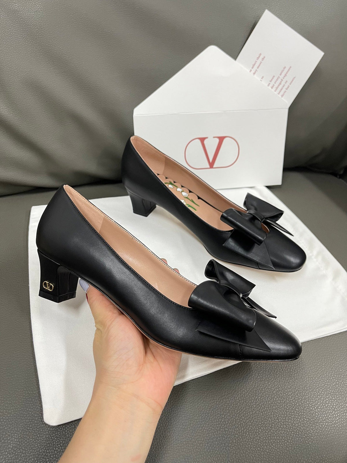 Valentino Women Black Leather Bow Detail Flats