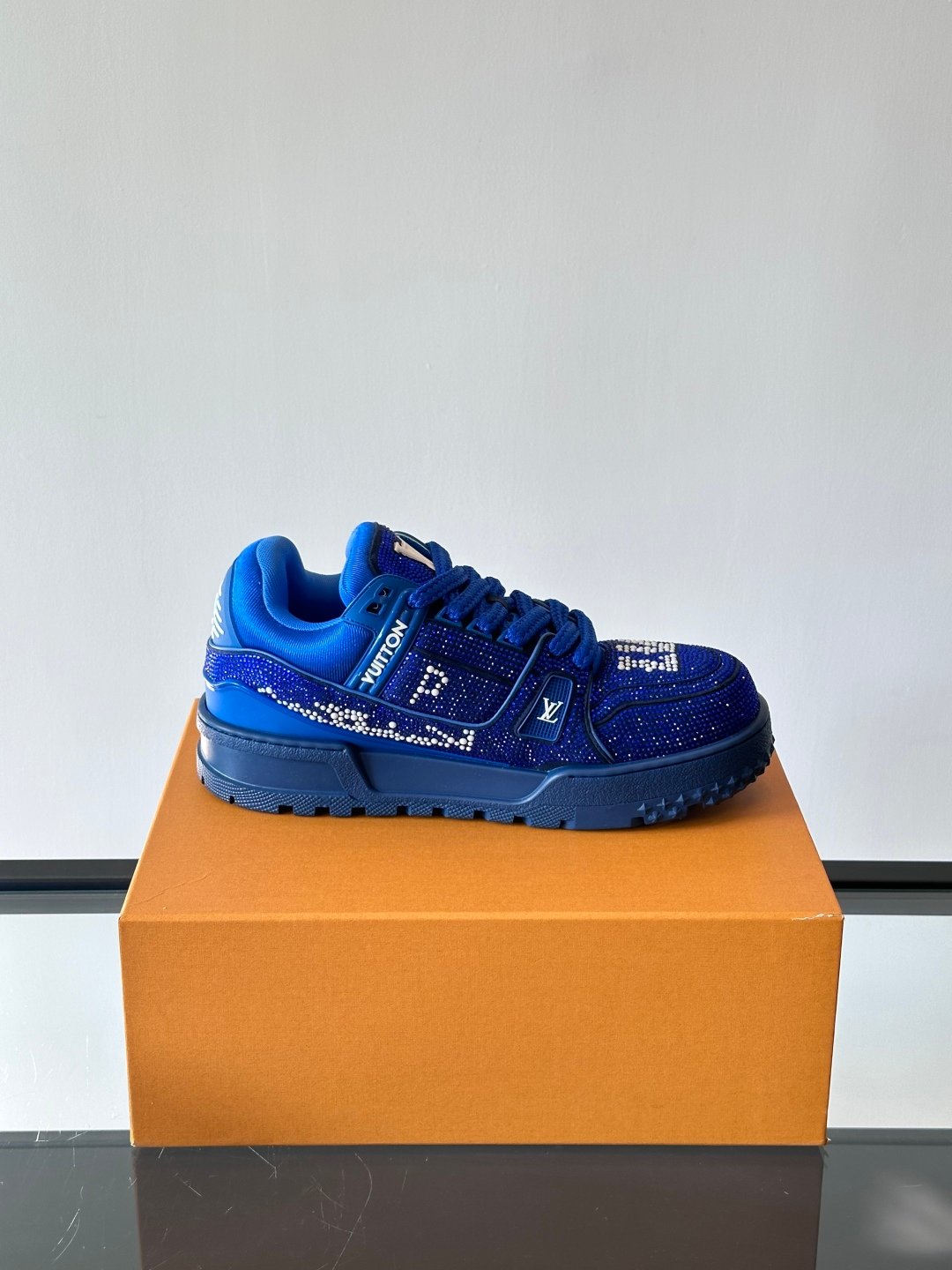 LV Men Blue Fabric Embellished Sneakers