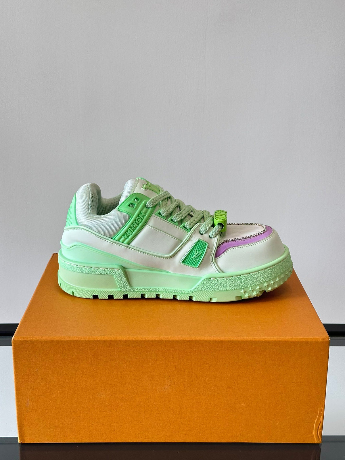 LV Men Light Green Leather Sneakers