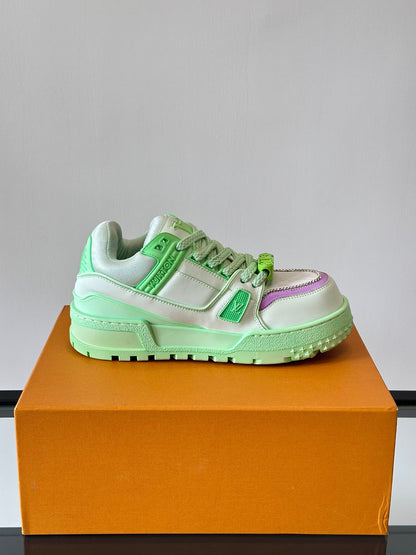 LV Men Light Green Leather Sneakers