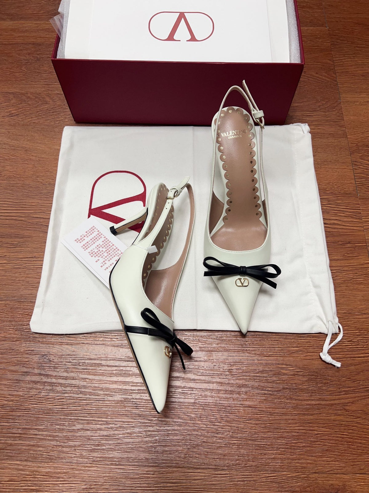 Valentino Women White Patent Leather Pointed Slingback Pumps