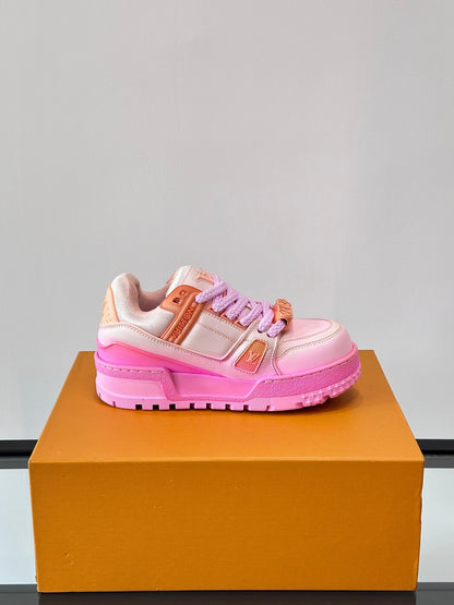 LV Men Pink Synthetic Leather Sneakers
