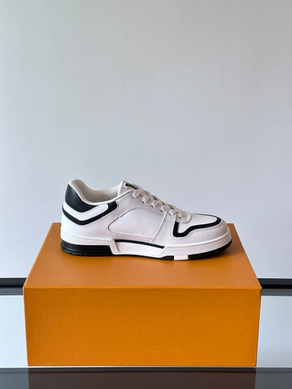 LV Men White Black Leather Sneakers