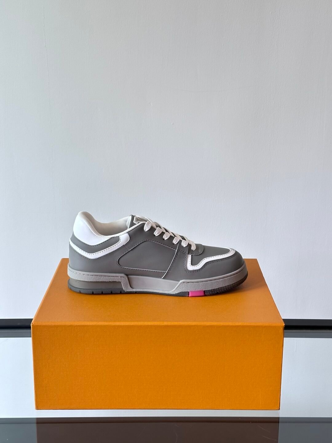 LV Men Grey White Leather Sneakers